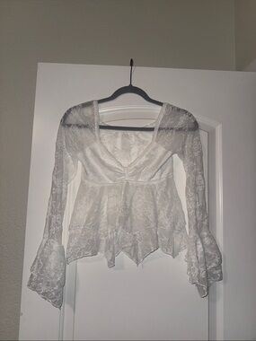 Delicate White Lace Peplum Top